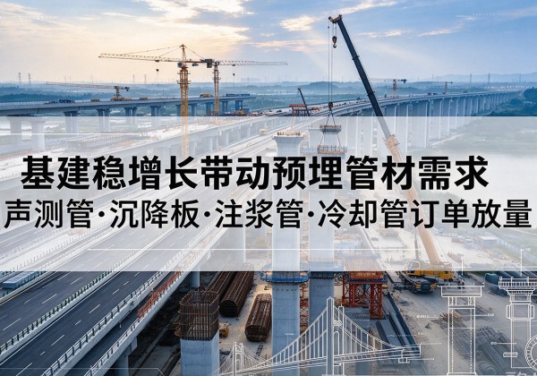 达坂城基建稳增长带动预埋监测管材需求，声测管、沉降板、注浆管订单持续放量
